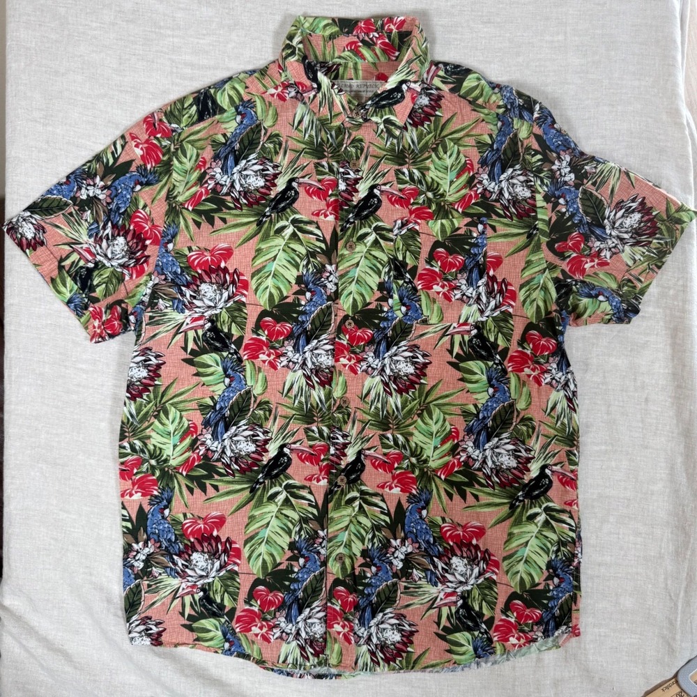 Island Republic Tropical Toucan Shirt Mens Large Multicolor Excellent Aloha Bird